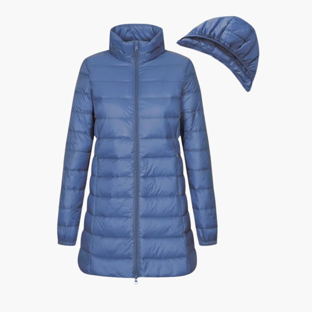 Women's Longline Hooded Puffer Jacket with Quilted Finish