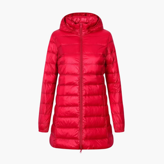 Women's Longline Hooded Puffer Jacket with Quilted Finish