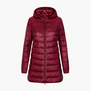 Women's Longline Hooded Puffer Jacket with Quilted Finish
