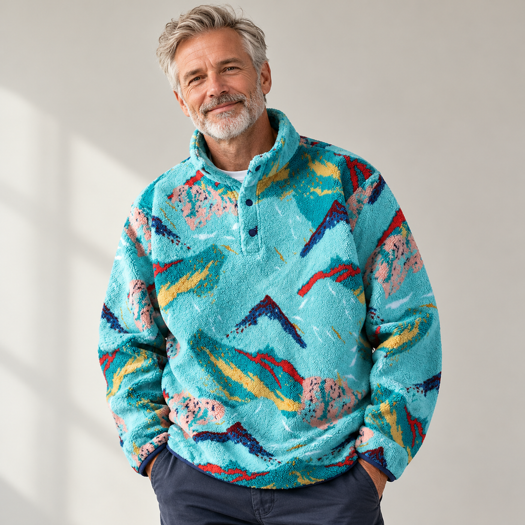 Abstract Peaks - Fleecejacke für Herren getragen von einem Mann ab 55 Jahren