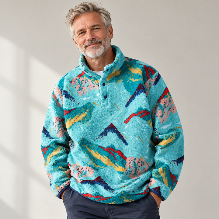 Abstract Peaks - Fleecejacke für Herren getragen von einem Mann ab 55 Jahren