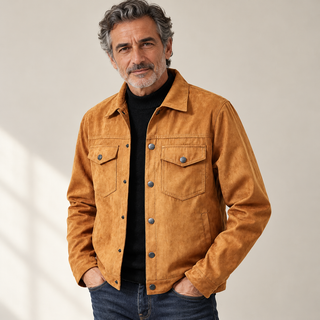 Montford Suede - Vielseitige Herrenjacke getragen von einem Mann ab 55 Jahren