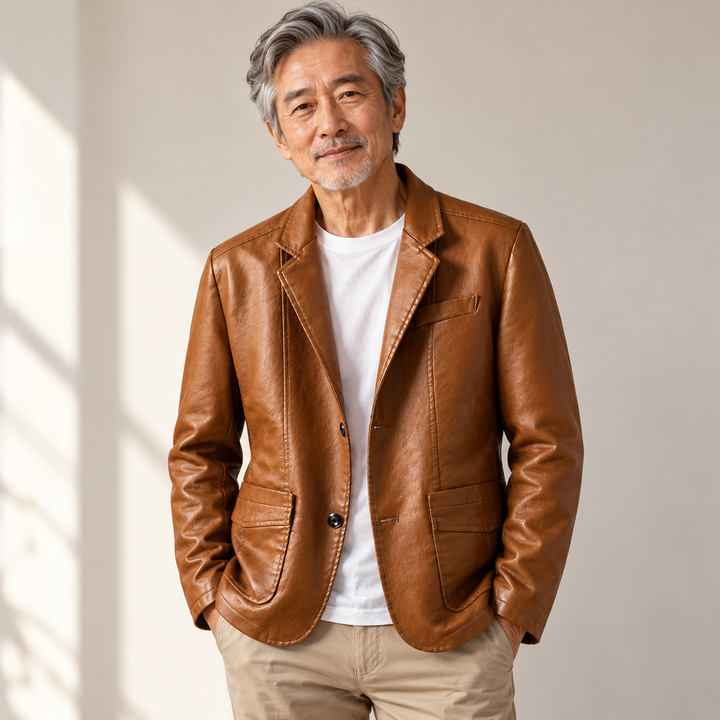 Ascari - Klassische Lederjacke getragen von einem Mann ab 55 Jahren