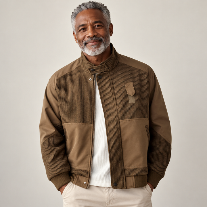Pinnacle - Bequeme Strickjacke getragen von einem Mann ab 55 Jahren