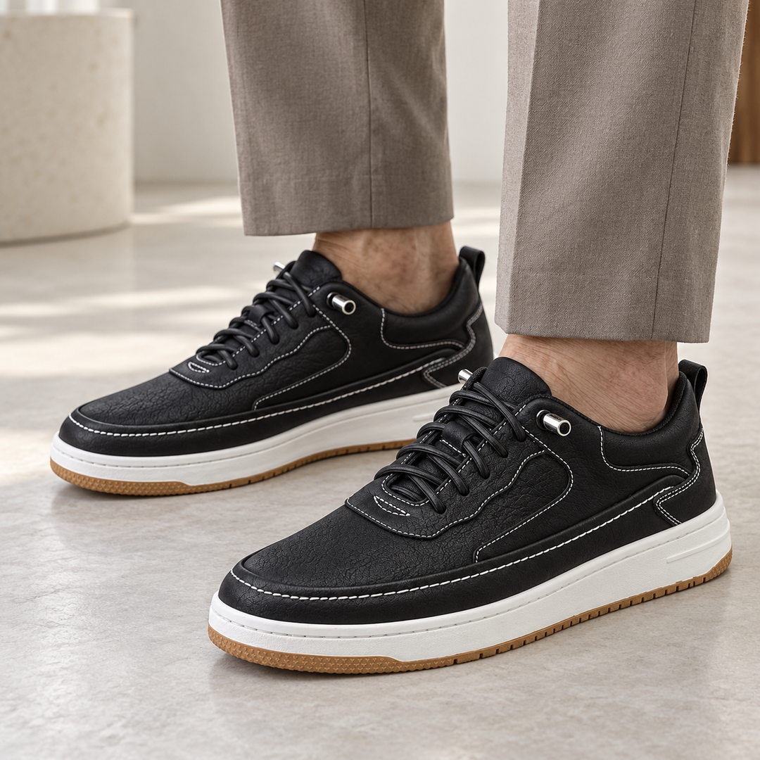 Maxwell - Ledersneaker für Herren getragen von einem Mann ab 55 Jahren