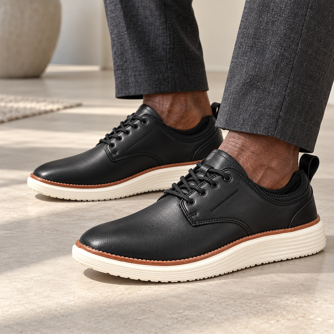 Ruvano - Ledersneaker für Herren getragen von einem Mann ab 55 Jahren