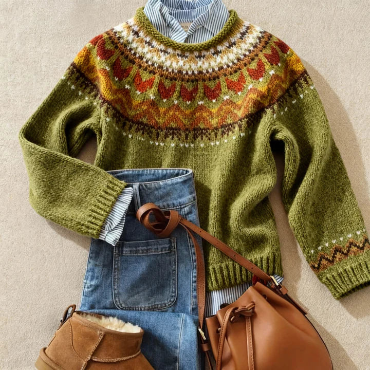 Carla - Rundhalspullover mit Fair-Isle-Muster - Produktansicht 1