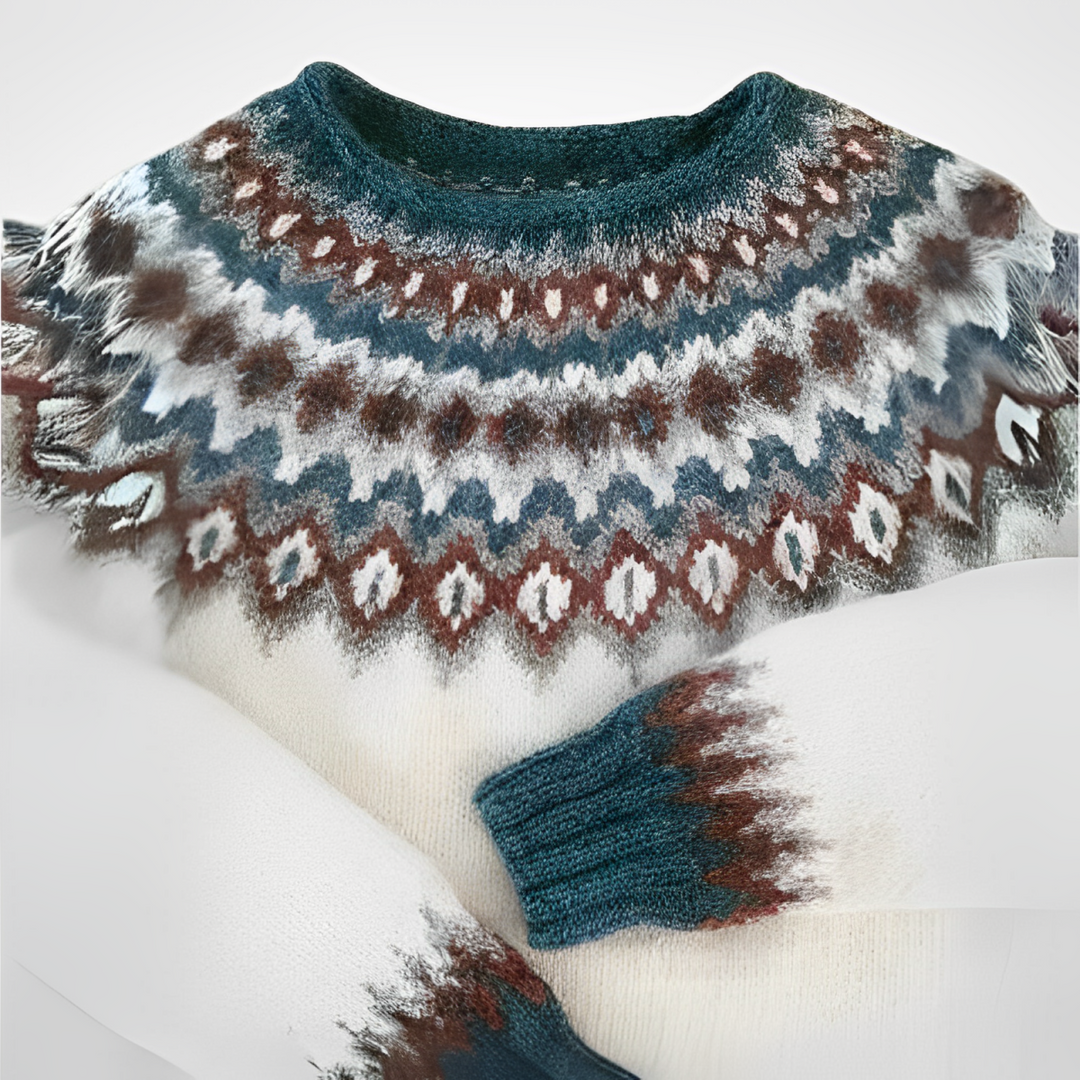 Dora - Rundhalspullover mit Fair-Isle-Muster - Produktansicht 2