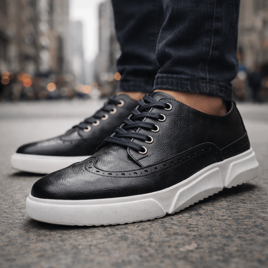 Calver – Herren-Leder-Sneaker mit Brogue-Details