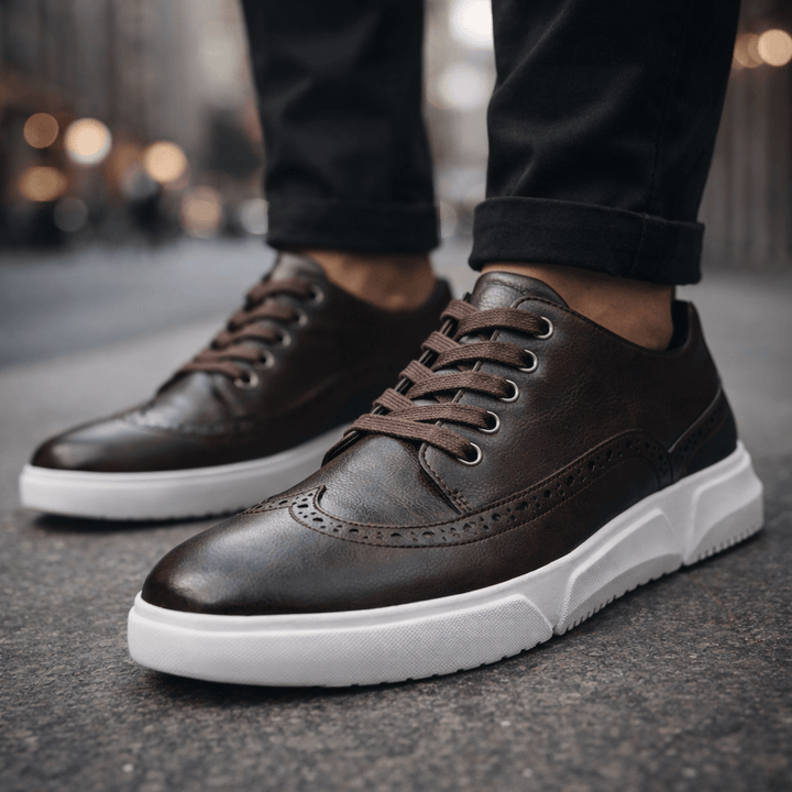 Calver – Herren-Leder-Sneaker mit Brogue-Details