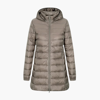 Women's Longline Hooded Puffer Jacket with Quilted Finish