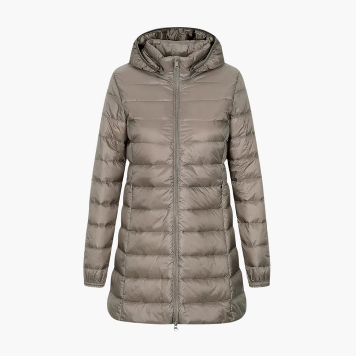 Women's Longline Hooded Puffer Jacket with Quilted Finish
