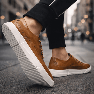 Calver – Herren-Leder-Sneaker mit Brogue-Details