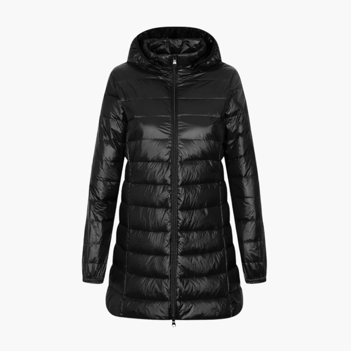 Women's Longline Hooded Puffer Jacket with Quilted Finish
