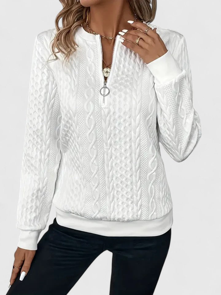 Lilli - Zopfstrickpullover mit kurzem Reißverschluss - Produktansicht 1