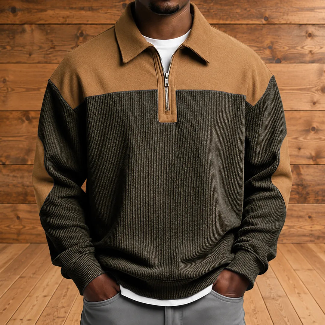 Brookfield – Herren-Cordpullover mit Viertelreißverschluss