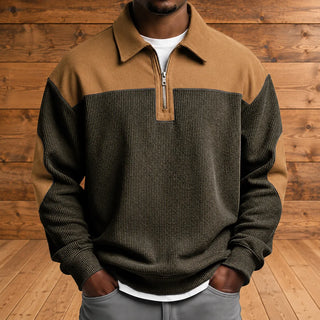 Brookfield – Herren-Cordpullover mit Viertelreißverschluss