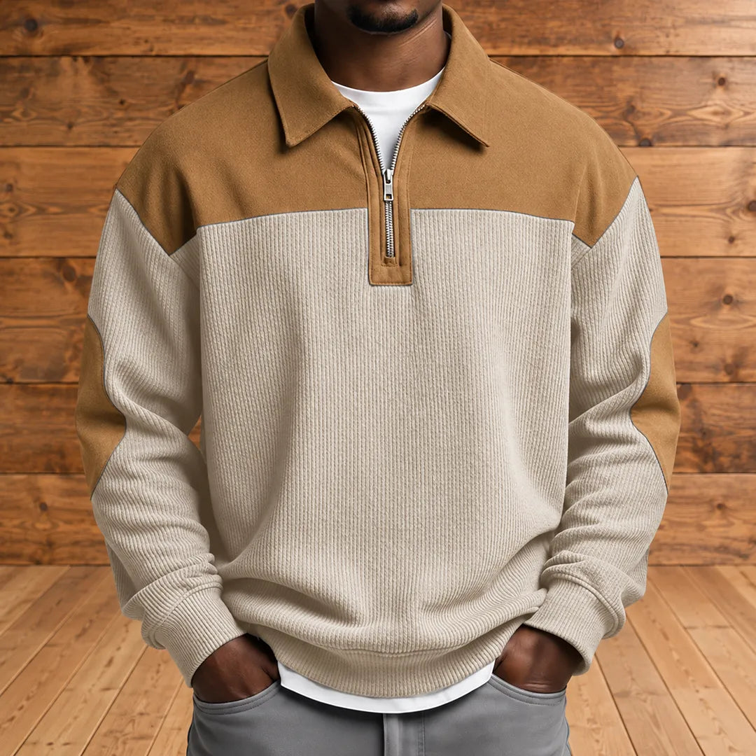 Brookfield – Herren-Cordpullover mit Viertelreißverschluss