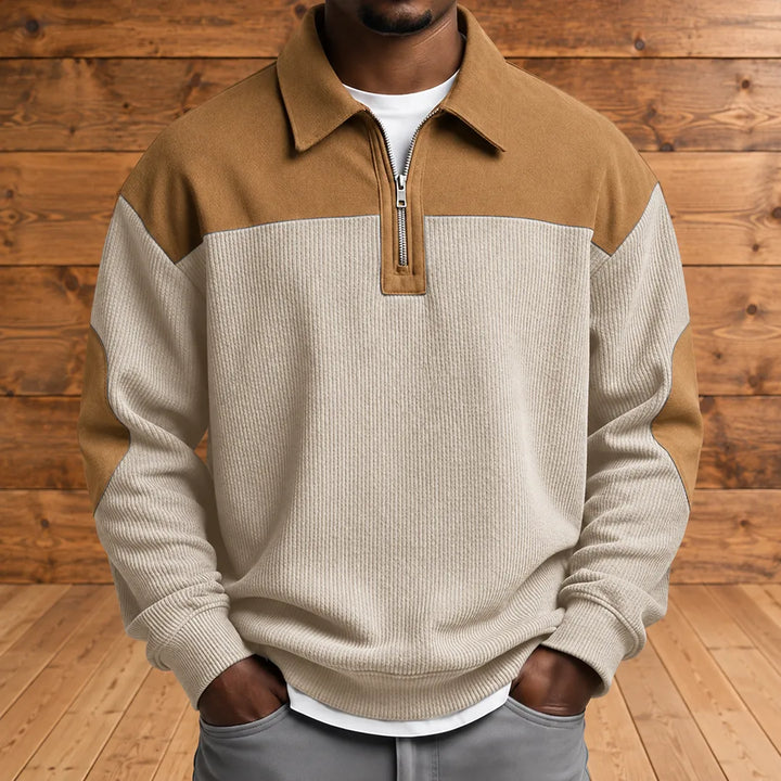 Brookfield – Herren-Cordpullover mit Viertelreißverschluss