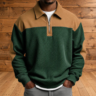 Brookfield – Herren-Cordpullover mit Viertelreißverschluss