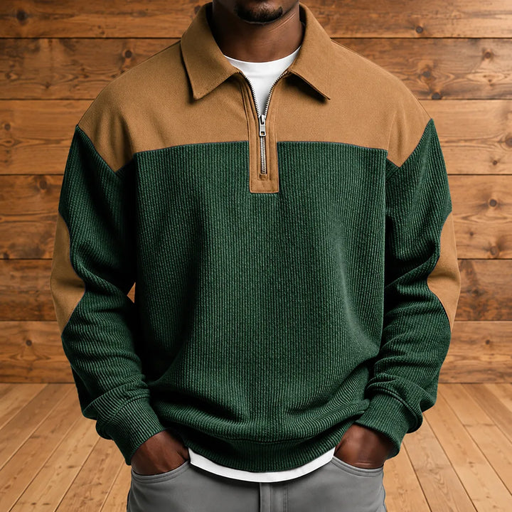 Brookfield – Herren-Cordpullover mit Viertelreißverschluss