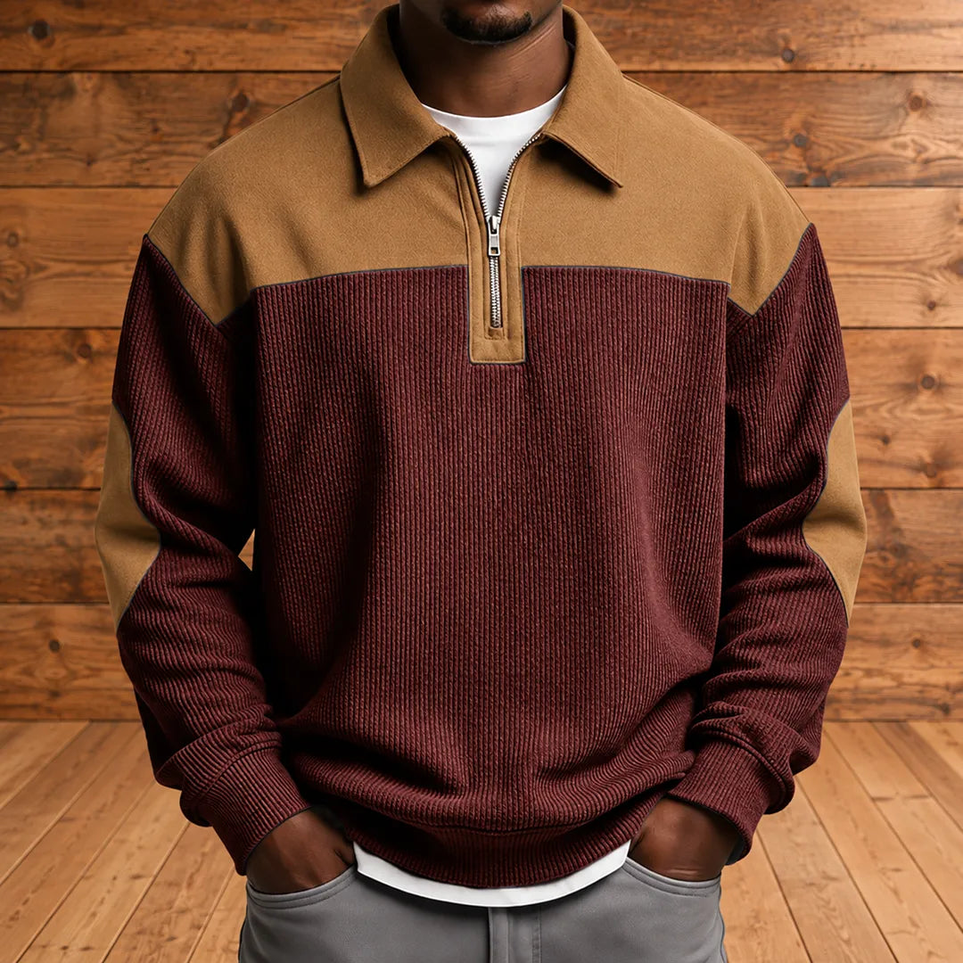 Brookfield – Herren-Cordpullover mit Viertelreißverschluss