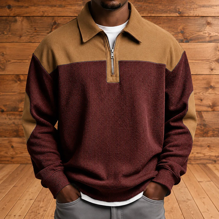 Brookfield – Herren-Cordpullover mit Viertelreißverschluss