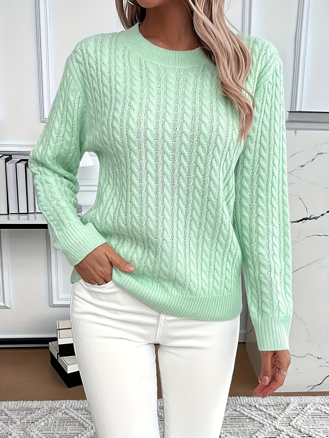 Romy - Zopfstrickpullover mit kurzem Reißverschluss - Produktansicht 1