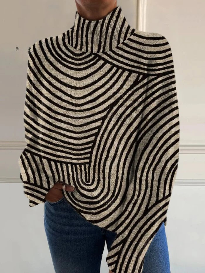 Sienna - Rollkragenpullover mit Linienzeichnung - Produktansicht 1