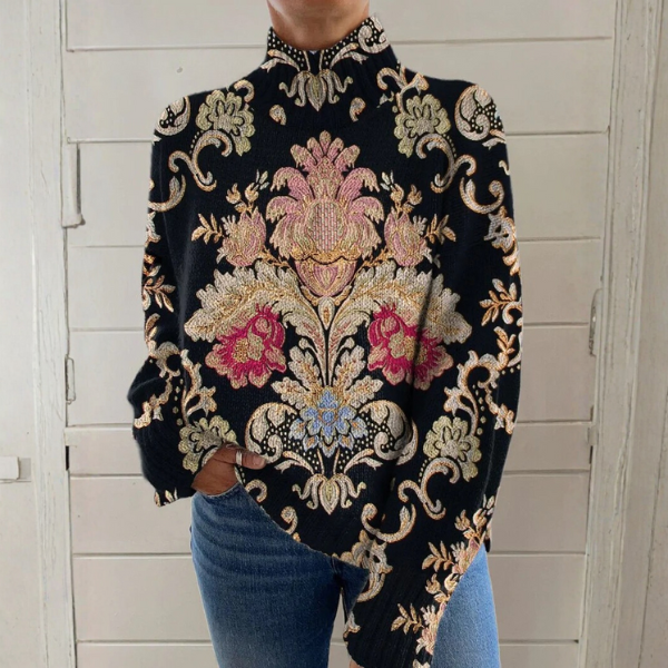 Harper - Vintage-Rollkragenpullover mit Blumenmuster - Produktansicht 1