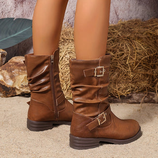 Margaux | Slouch Buckle Mid-Calf Boots