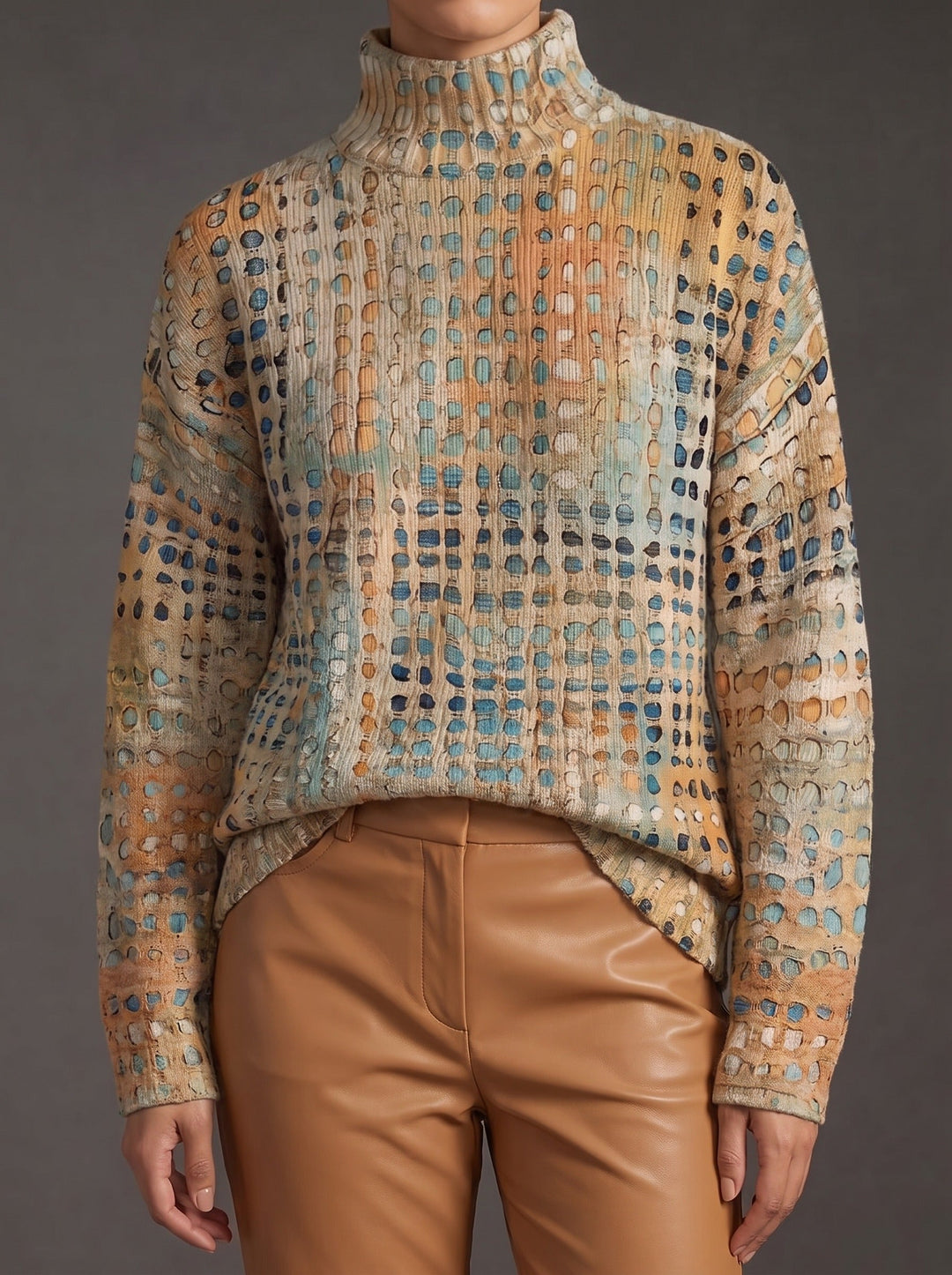 Bryndle - Rollkragenpullover mit herbstlichem Karomuster - Produktansicht 1
