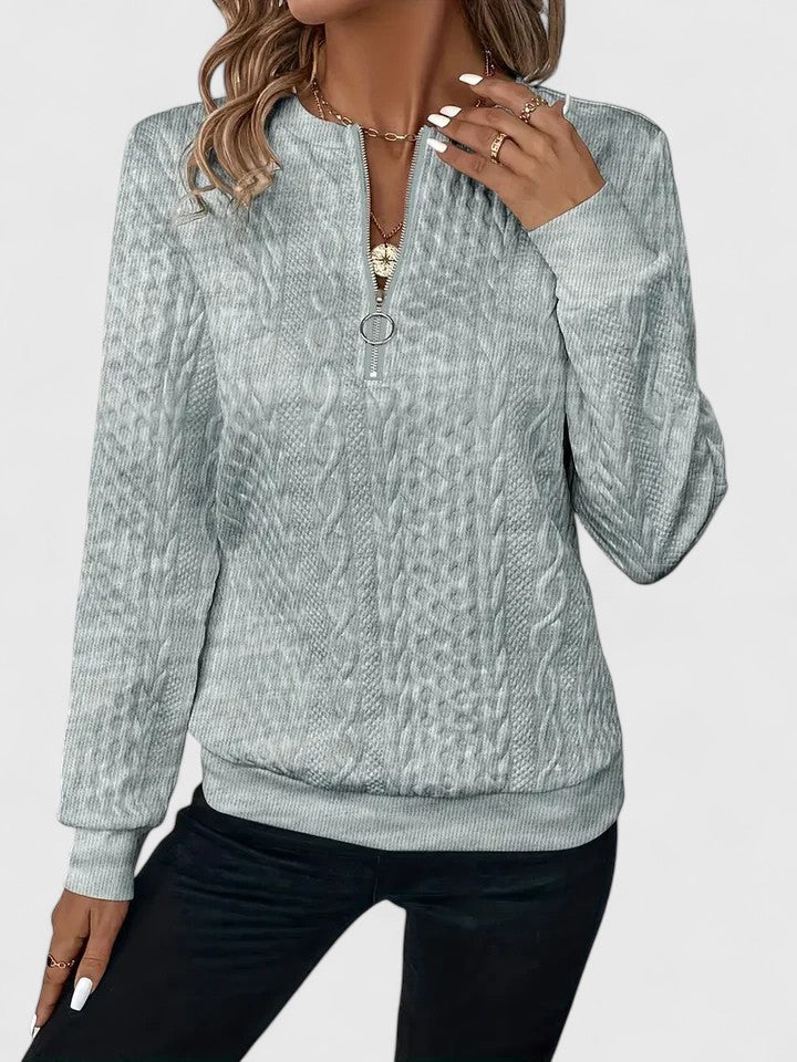 Lilli - Zopfstrickpullover mit kurzem Reißverschluss - Produktansicht 2