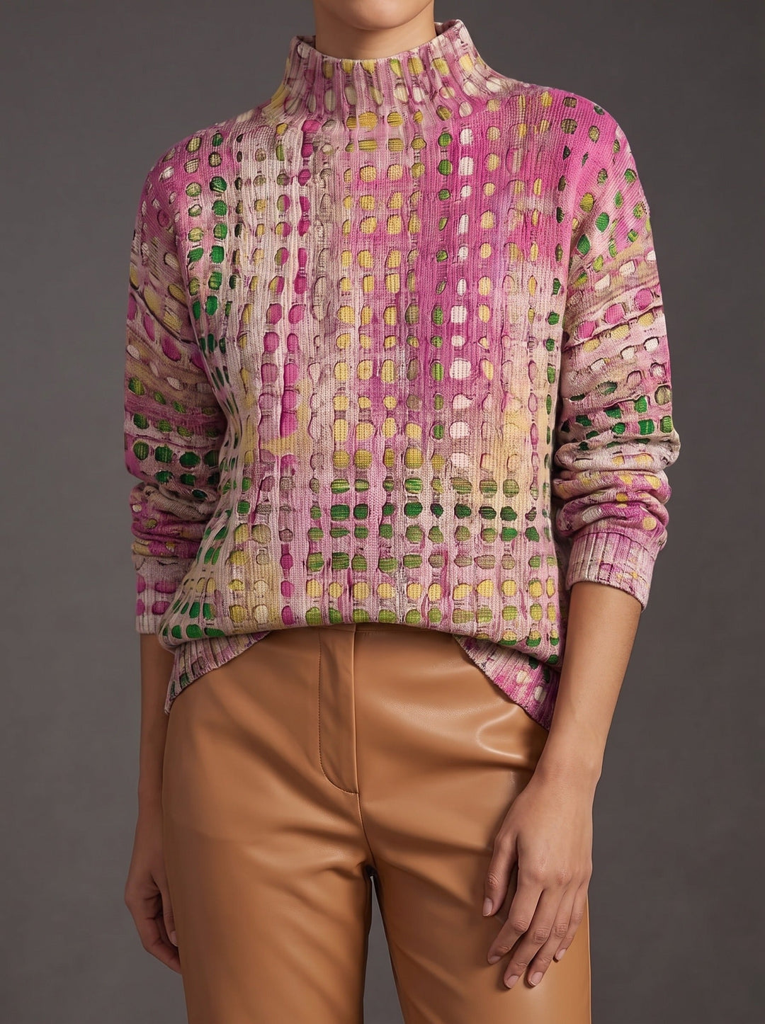 Calyx - Rollkragenpullover mit Orchideen- und Gittermuster - Produktansicht 1