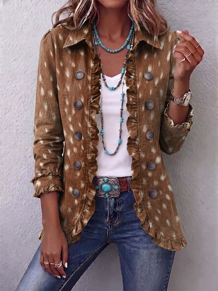 Nolinda – Boho-Rüschenjacke mit Animalprint
