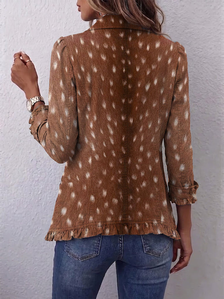 Nolinda – Boho-Rüschenjacke mit Animalprint