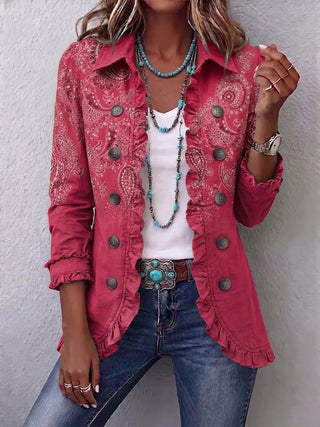 Anouk – Vintage-Rüschenjacke mit Paisleymuster