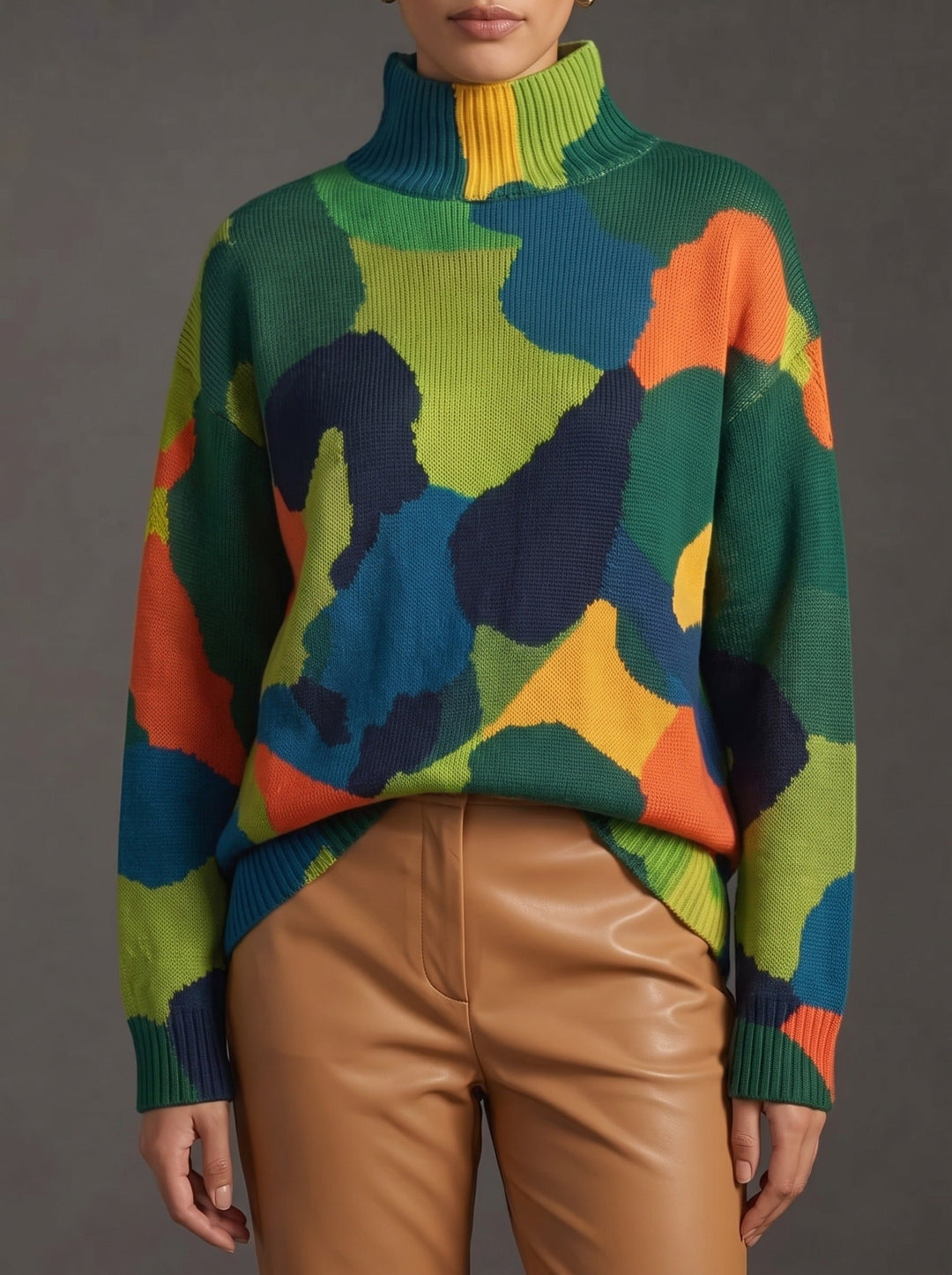 Rennick - Rollkragenpullover mit abstraktem Colorblock-Muster - Produktansicht 1