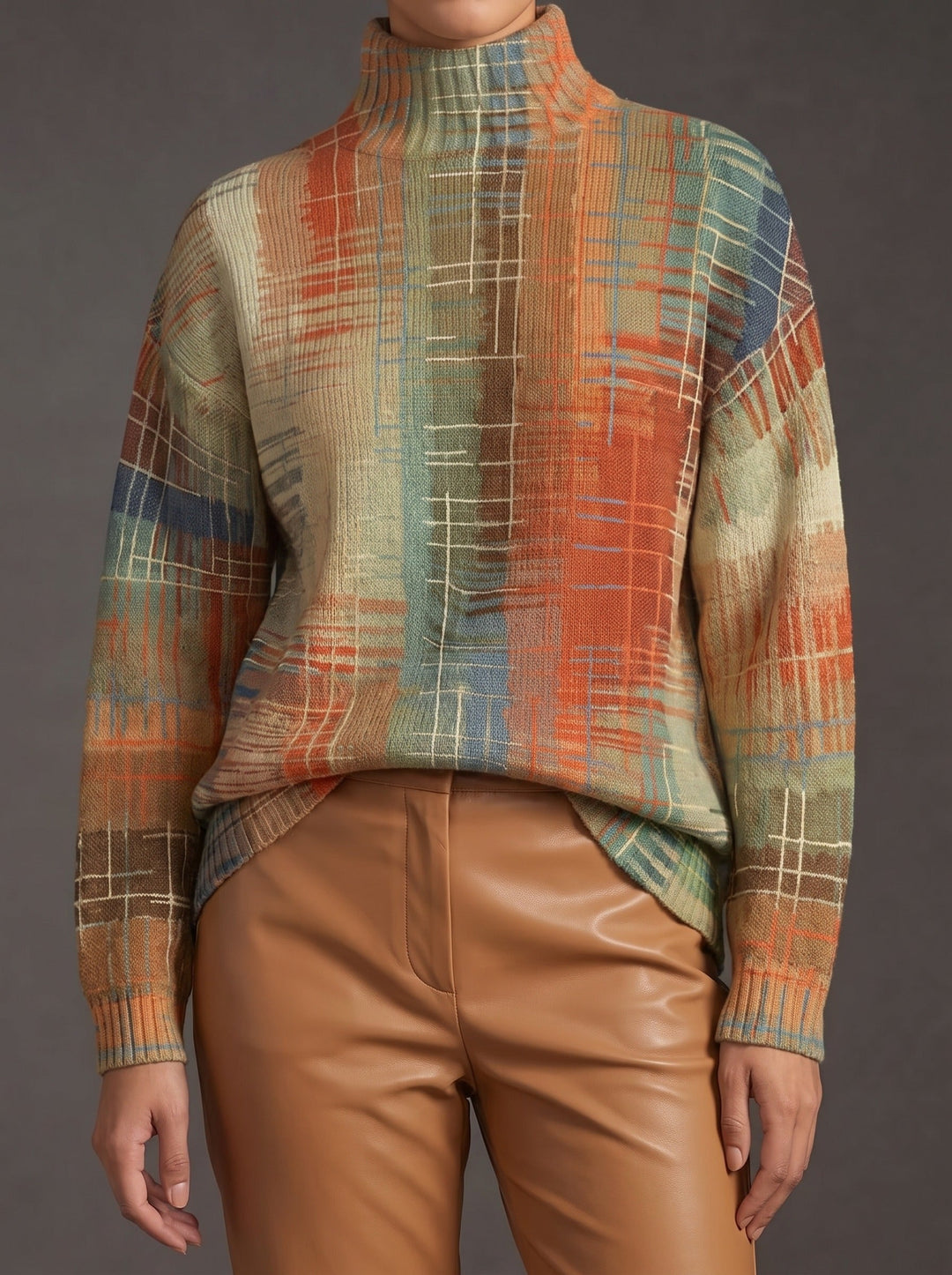 Sorrel - Rollkragenpullover mit gemaltem Streifenmuster - Produktansicht 1