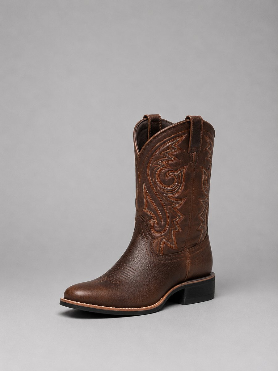 Mia - Bestickte Western-Lederstiefeletten mit Blockabsatz - Produktansicht 1