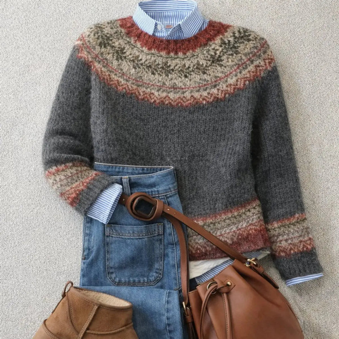 Luisa - Rundhalspullover mit Fair-Isle-Muster - Produktansicht 1