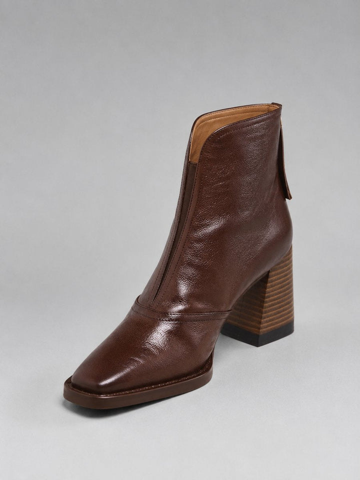 Grace - Leder-Stiefeletten mit Karree und Blockabsatz - Produktansicht 2