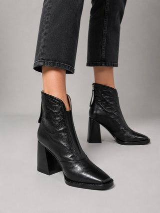 Grace - Leder-Stiefeletten mit Karree und Blockabsatz - Produktansicht 3