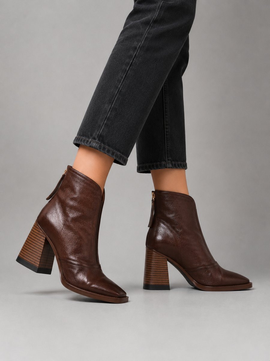 Grace - Leder-Stiefeletten mit Karree und Blockabsatz - Produktansicht 4